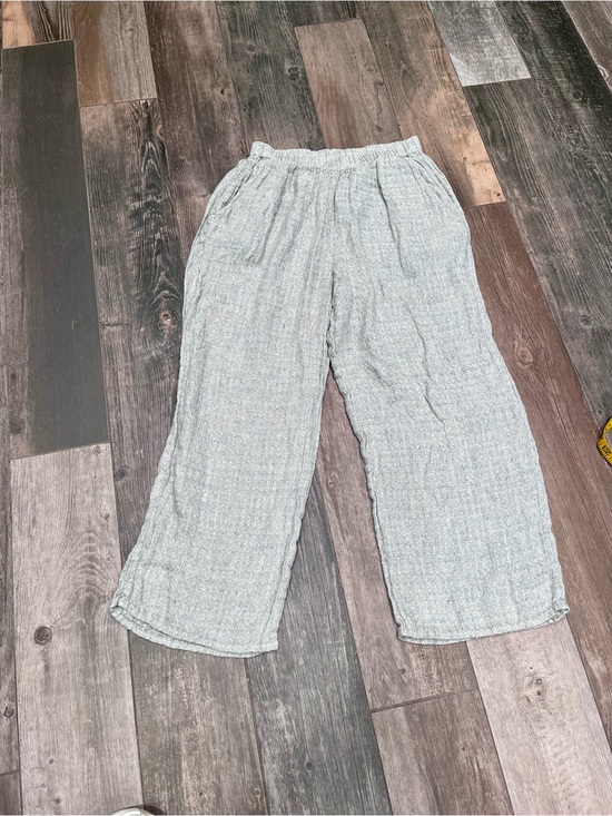Flax Pants - Flax 100% Linen Textured Wide-Leg Pants Sz S Gray/beige Pockets Lagenlook Boho